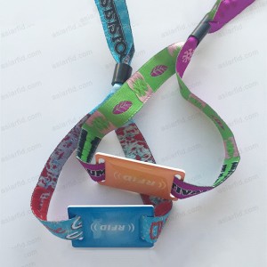 ISO 14443A MF 1K compatible viruta disponible pulsera de RFID más barato tejido - Pulsera de tejido RFID NFC