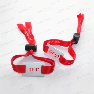 ISO 15693 Thermal transfer Woven RFID wristband I Code Sli S chip RFID Wristband for Event - Woven RFID NFC Wristband
