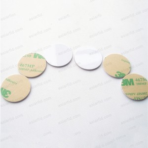 Diameter 25mm MF Classic 1K PVC RFID-Tag med lim. - Hårde RFID NFC Tag