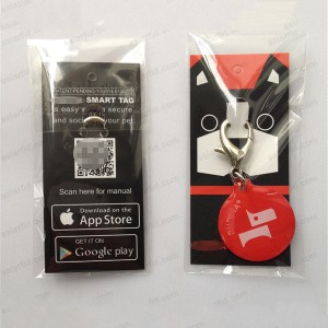 ISO14443A NFC Pet Tag NTAG213, QR Code NFC Hang Tag with customized Package - Epoxy RFID NFC Tag